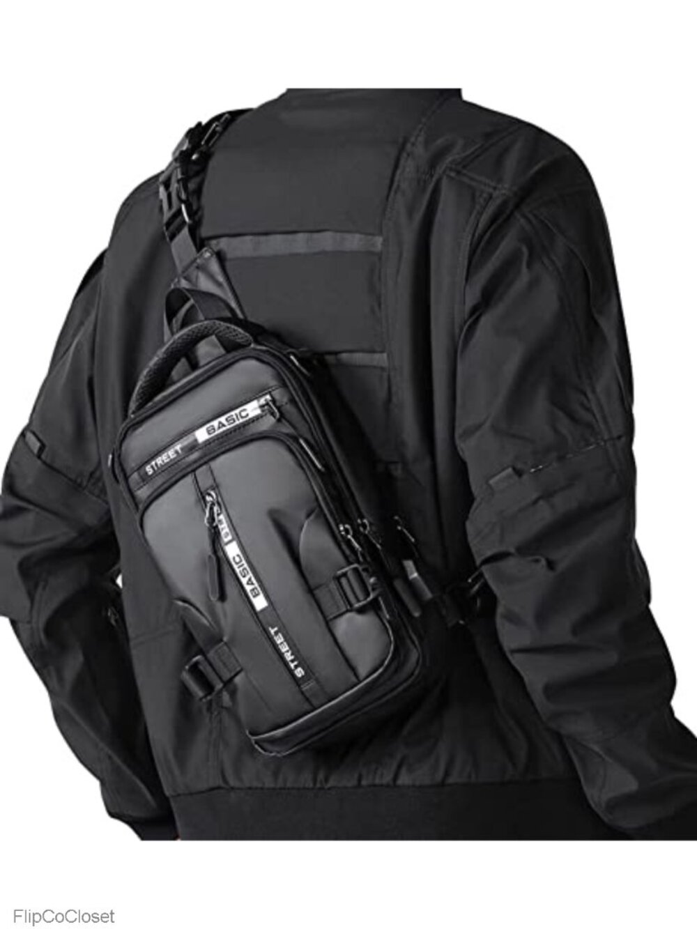 SEAFEW Sling Bag Crossbody Chest Backpack Nylon Waterproof USB Charging